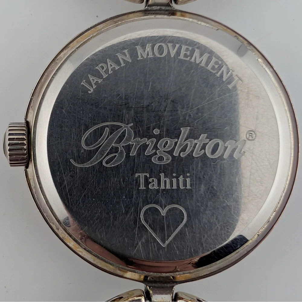 Brighton Tahiti Women's Silver Tone Flower Sunburst Dial Bracelet Watch 28mm